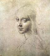 LEONARDO da Vinci Head of a girl USA oil painting artist